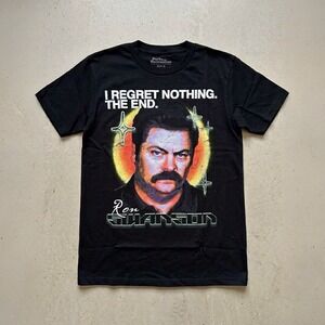 Parks and Recreation Ron Swanson T-Shirt Adult Small Black Neon Riot NWOT